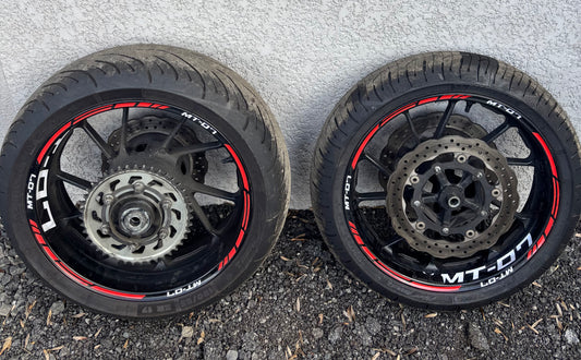 Pack Roue jante pneu avant arrière  Yamaha mt07 sans ABS 2014/2020