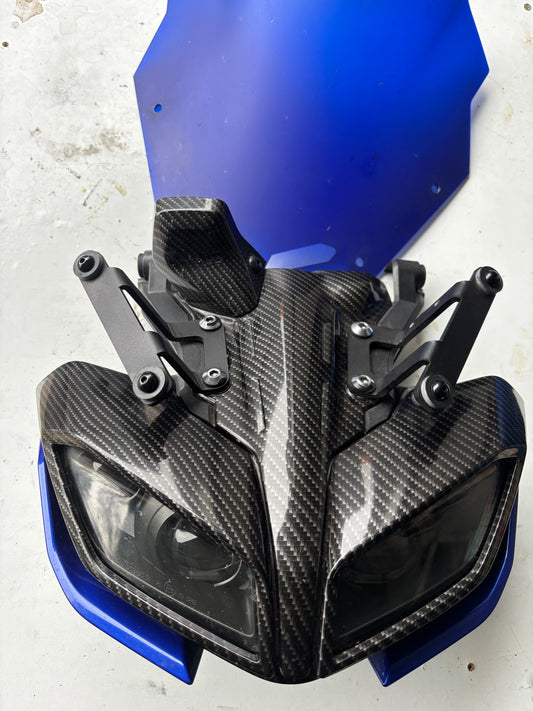 Optique phare tête fourche yamaha mt 09 mt-09 2017-2020 effet carbone