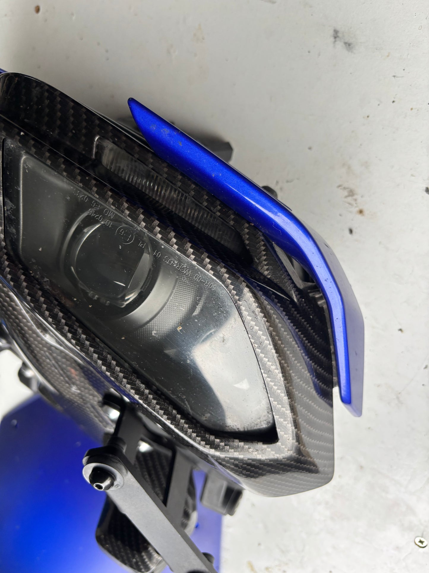 Optique phare tête fourche yamaha mt 09 mt-09 2017-2020 effet carbone