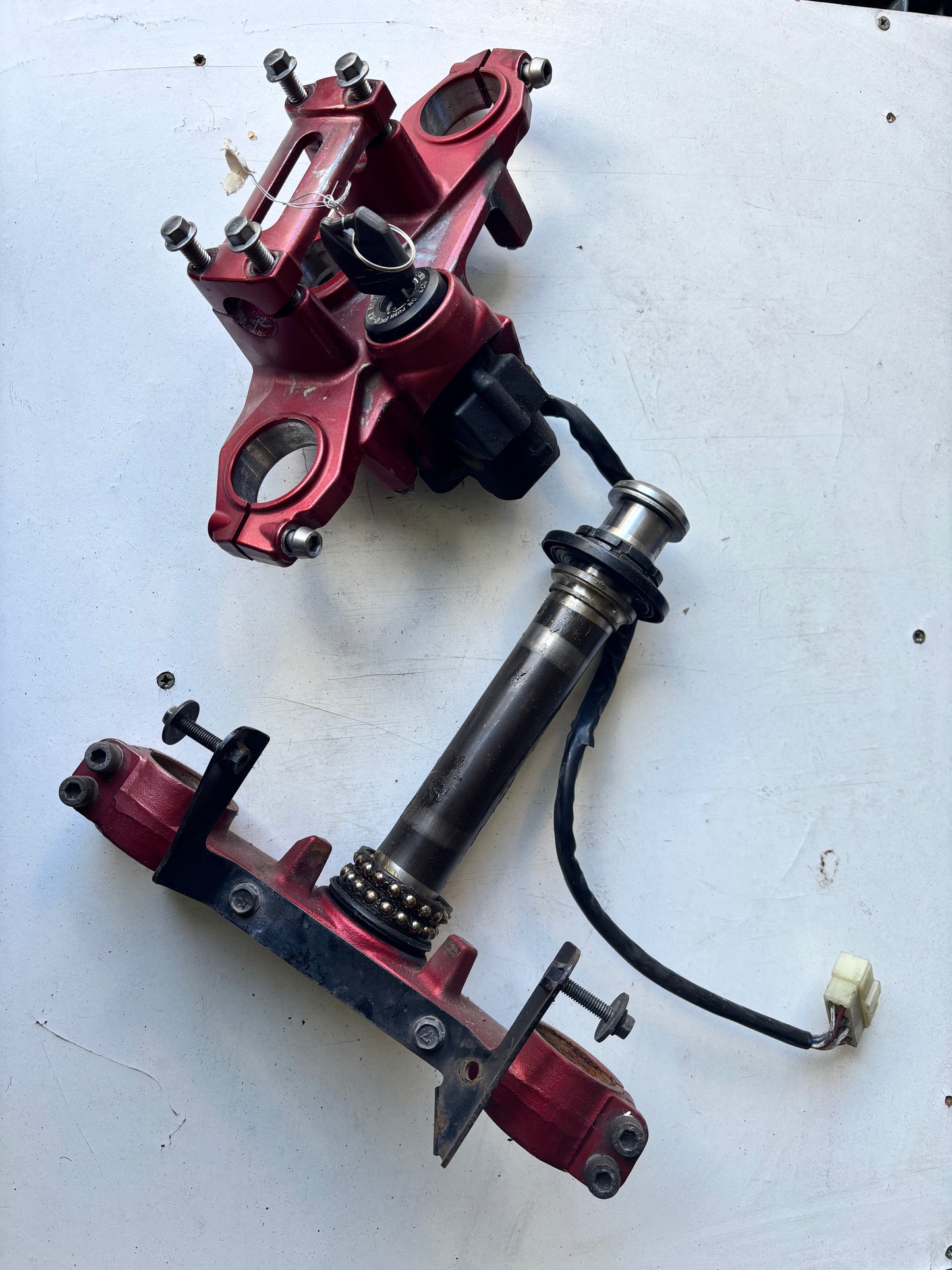 Té de fourche rouge complet Kawasaki er6n er6f 2005/2008